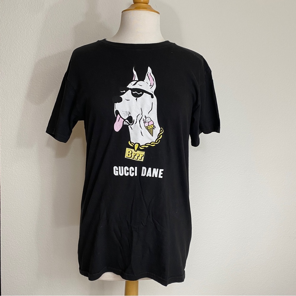 Dog Limited Women's Black Crew "Brr Gucci Dane" Graphic T-Shirt Size Medium Cool